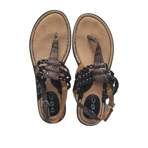 Born BOC Concepts Womens Snakeskin Leather Thong Sandal Size 7M Rope Detail.